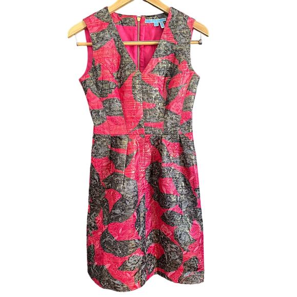 DRAPER JAMES | Black and pink Jacquard Cocktail Dress | Size 0 - Picture 1 of 7